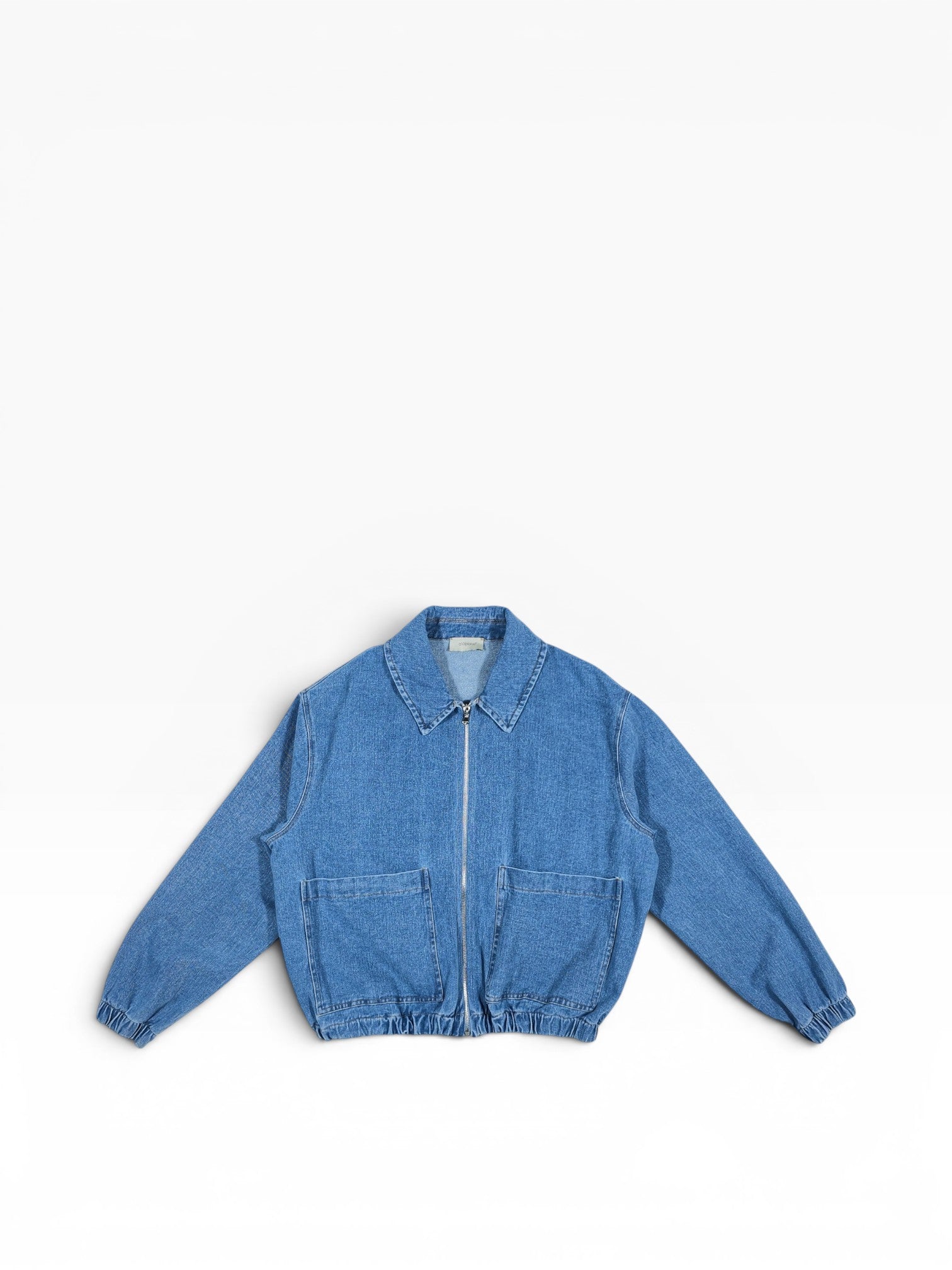 Denim Bomberjacke mit Reißverschluss und Taschen