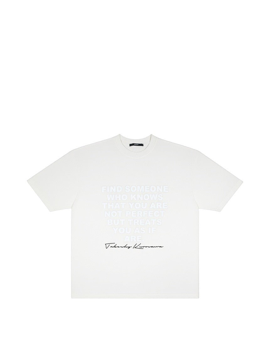 BubiniSegreti weißes Oversized-Herren-T-Shirt aus Baumwolle mit schwarzem Front-Print und Rundhalsausschnitt