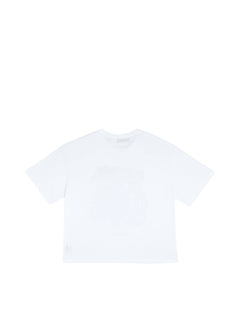 BubiniSegreti weißes Baumwoll-T-Shirt mit Bären-Print und Gitarren-Motiv, lässiger Stil