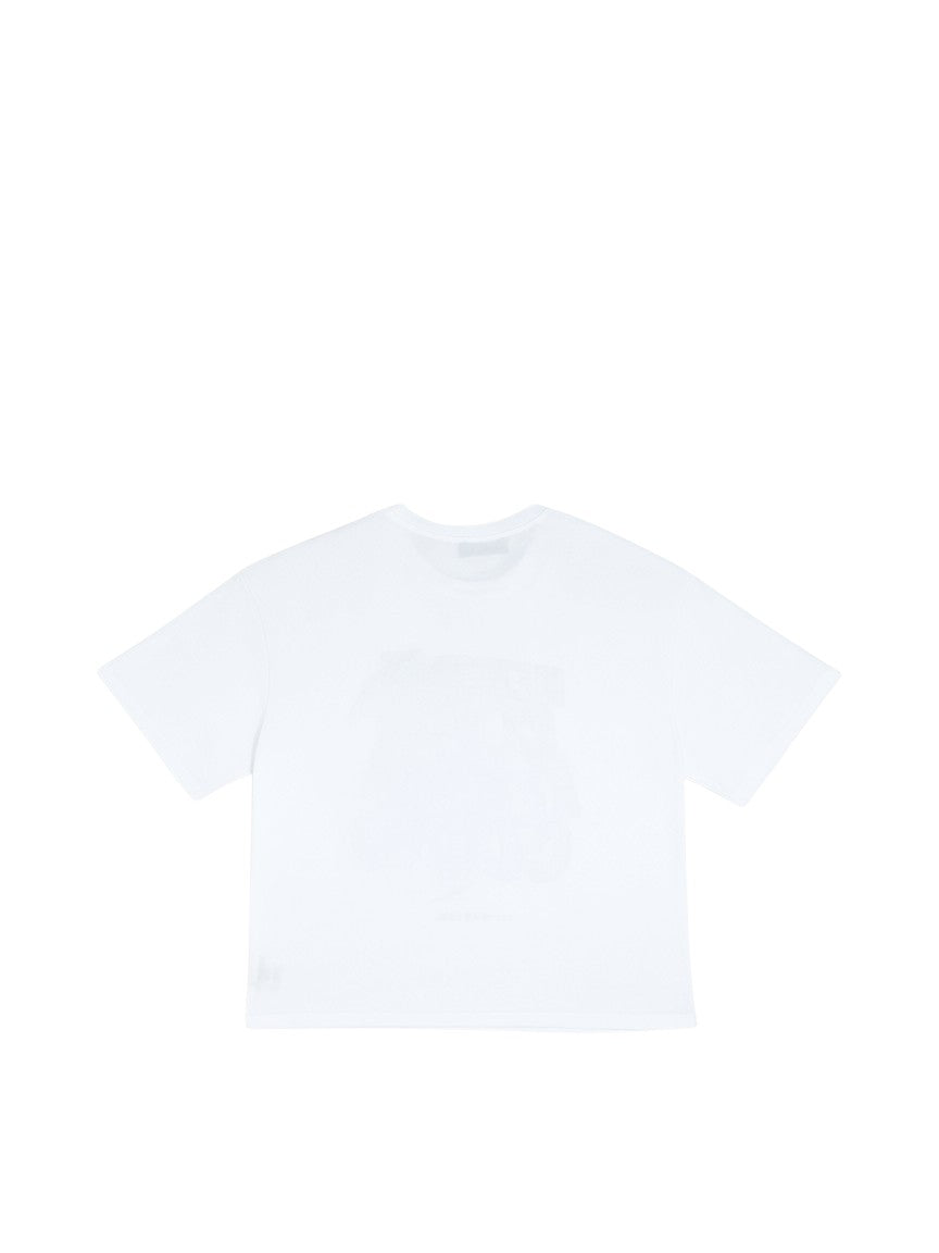 BubiniSegreti weißes Baumwoll-T-Shirt mit Bären-Print und Gitarren-Motiv, lässiger Stil