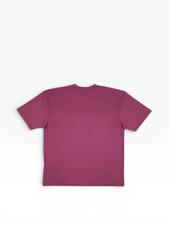 BubiniSegreti Kurzarm T-Shirt in Beeren-Ton mit dezenter Textur und minimalistischem Design auf der Vorderseite.