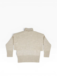 BubiniSegreti beiger Strickpullover mit Rollkragen und zweilagigem Design sowie breiten Rippbündchen