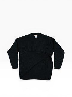 BubiniSegreti Grobstrickpullover in Anthrazit mit Rundhalsausschnitt und asymmetrischem Designelement