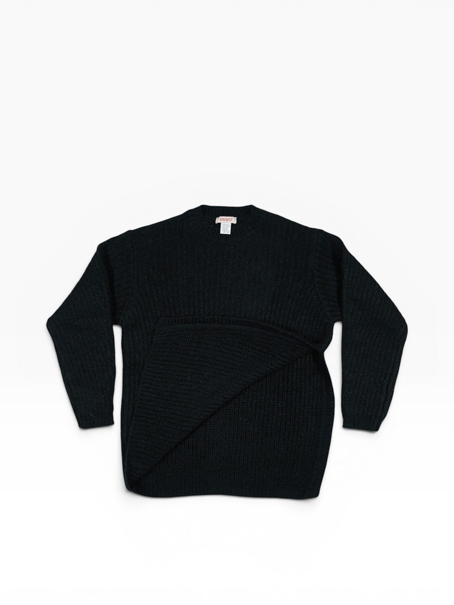 BubiniSegreti Grobstrickpullover in Anthrazit mit Rundhalsausschnitt und asymmetrischem Designelement