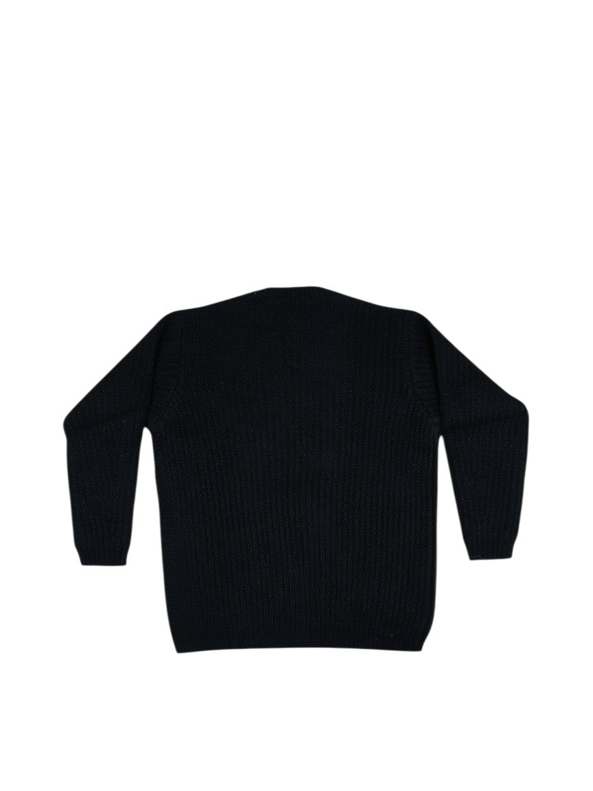 BubiniSegreti Grobstrickpullover in Anthrazit mit Rundhalsausschnitt und strukturierter Strickoptik