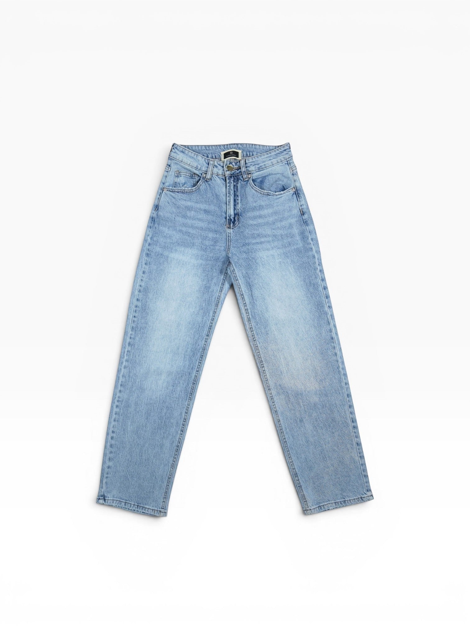 BubiniSegreti hellblaue Damen Jeans aus Baumwolle mit geradem Bein und Used-Look