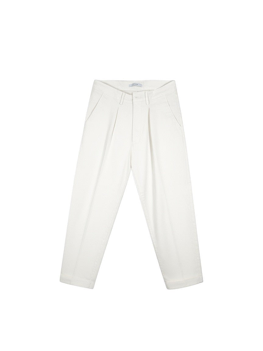 BubiniSegreti Herren-Stoffhose in Off-White mit Bundfalten aus hochwertiger Baumwolle im klassischen Schnitt