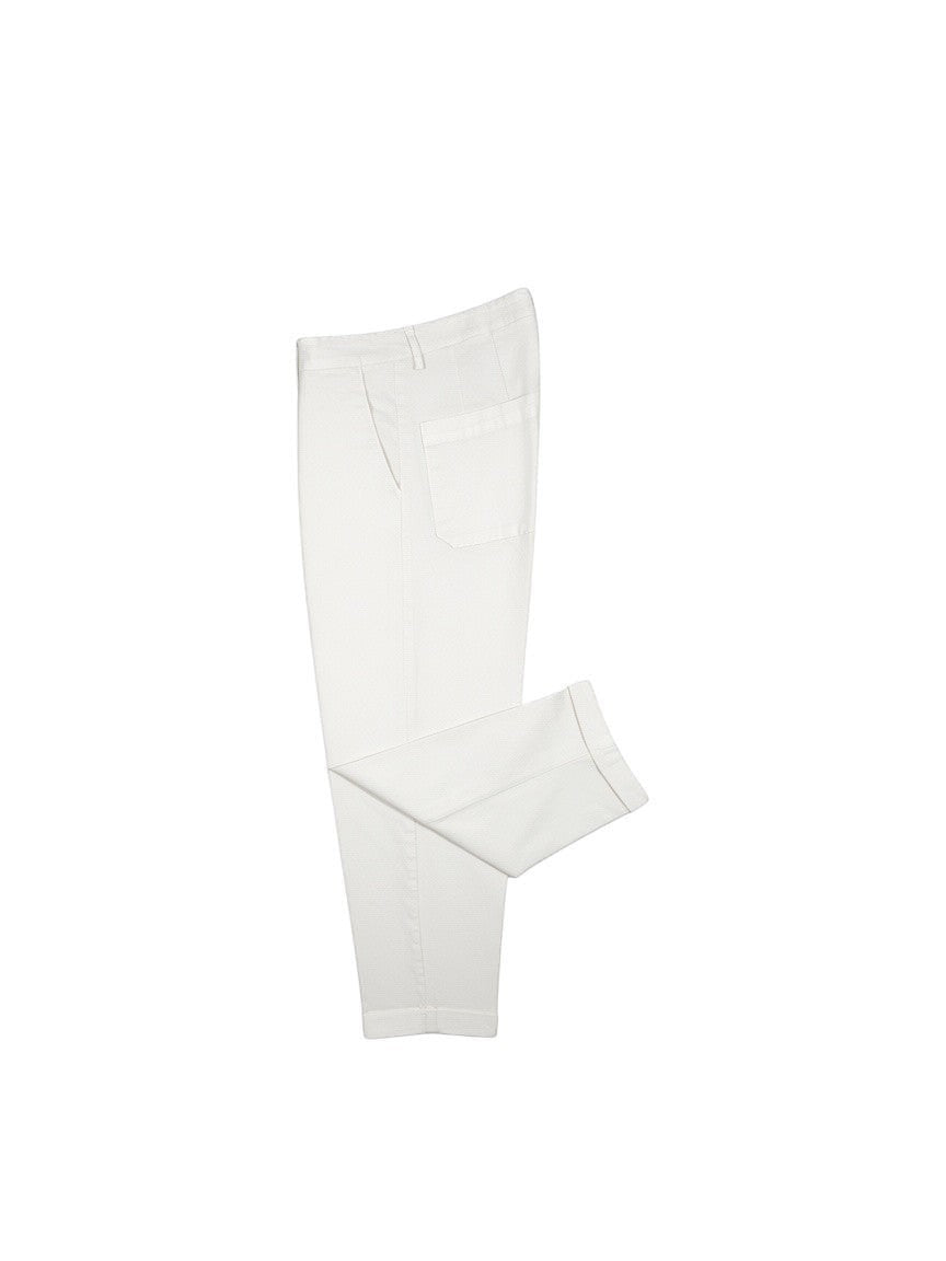 BubiniSegreti Herren Stoffhose in Off-White aus Baumwolle mit Bundfalten und verkürzter Passform