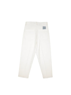 BubiniSegreti Herren Stoffhose in Off-White mit Bundfalten und aufgesetzten Gesäßtaschen aus Baumwolle