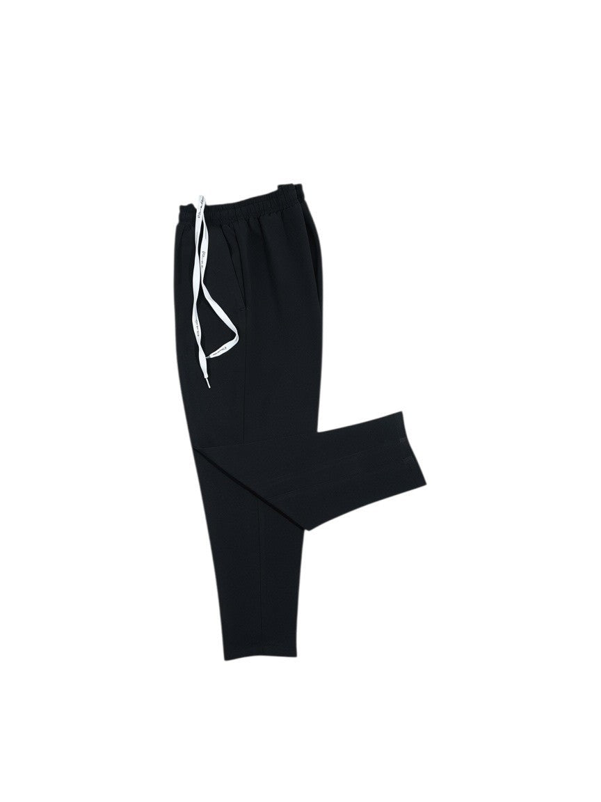 BubiniSegreti schwarze Freizeithose mit elastischem Bund und weißem Kordelzug für einen modernen, bequemen Look.