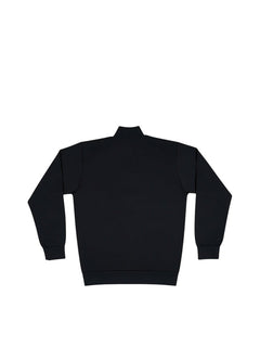 BubiniSegreti schwarze Herren-Trainingsjacke mit Stehkragen, elastischen Bündchen und schlichtem Design, Rückansicht.
