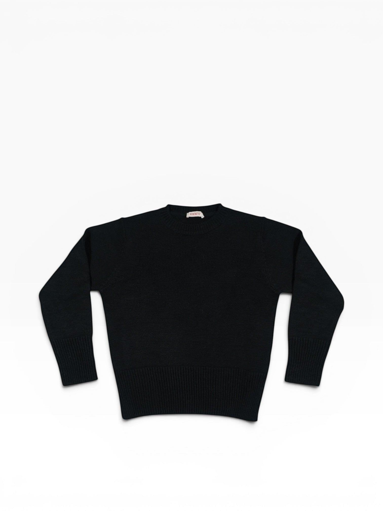 BubiniSegreti schwarzer Strickpullover mit Rundhalsausschnitt und breiten Rippbündchen aus weichem Material
