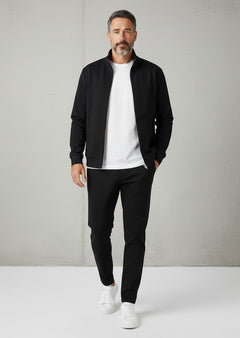 BubiniSegreti schwarzes Herren-Zip-Set aus Baumwollmix mit Reißverschlussjacke und Jogger für einen sportlichen Look