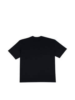 BubiniSegreti schwarzes Kurzarm T-Shirt aus Baumwolle, Rückansicht des schlichten Oberteils