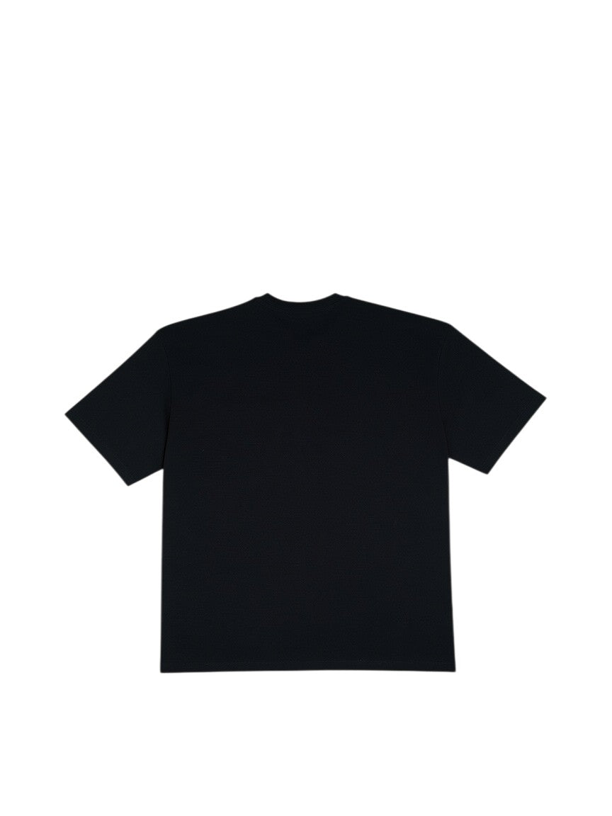 BubiniSegreti schwarzes Kurzarm T-Shirt aus Baumwolle, Rückansicht des schlichten Oberteils