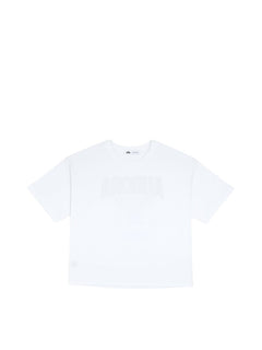 BubiniSegreti weißes Baumwoll-T-Shirt mit Teddybär-Aufdruck und Schriftzug AURORA