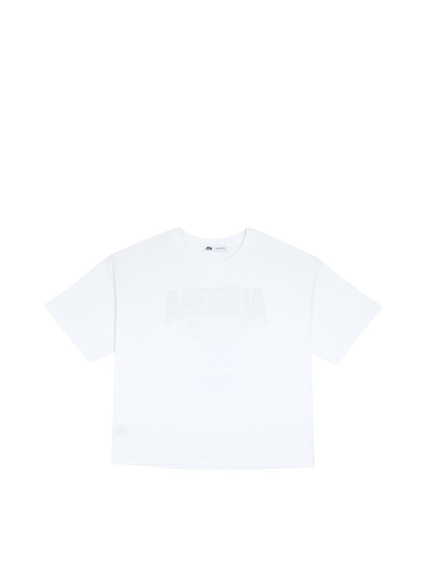 BubiniSegreti weißes Baumwoll-T-Shirt mit Teddybär-Aufdruck und Schriftzug AURORA