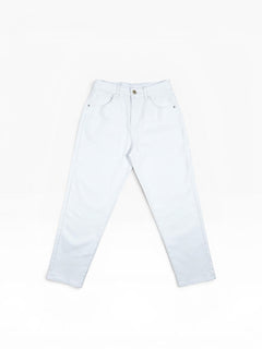 BubiniSegreti weiße Damen Jeanshose mit geradem Bein aus strapazierfähigem Denim, hohe Taille, Sommer-Look