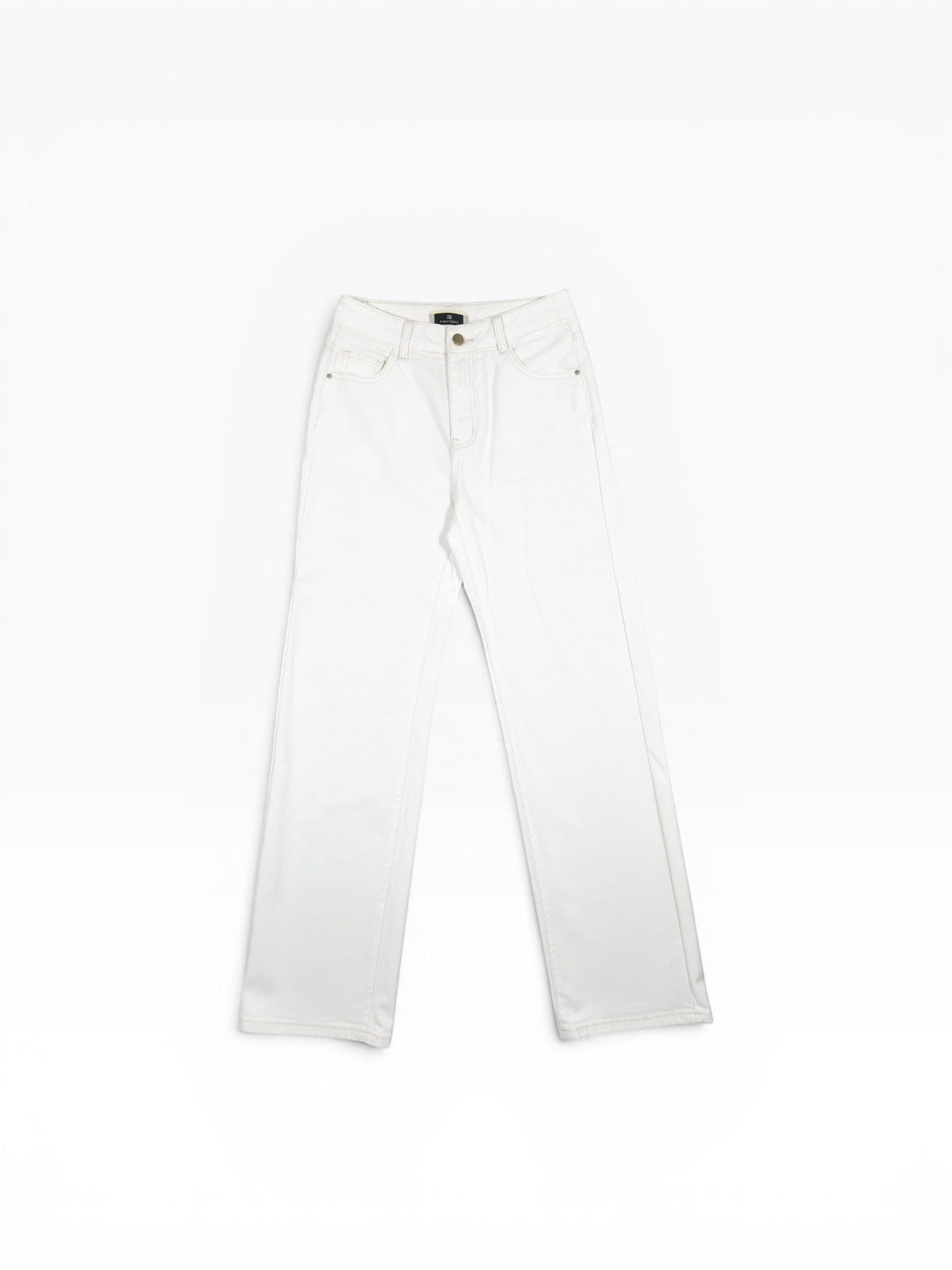 BubiniSegreti Weiße gerade geschnittene Damen Jeanshose aus Denim mit Five-Pocket-Details