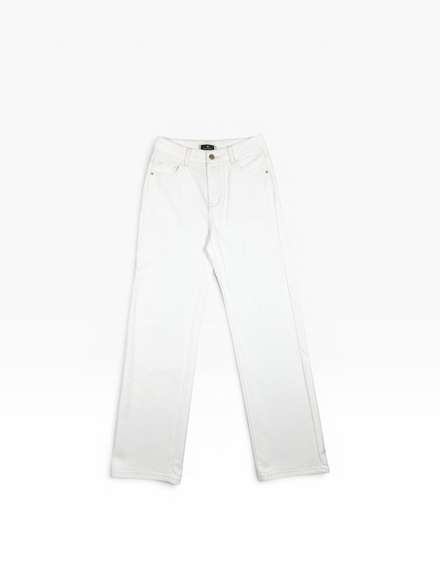 BubiniSegreti Weiße gerade geschnittene Damen Jeanshose aus Denim mit Five-Pocket-Details