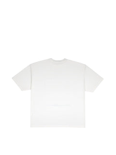 BubiniSegreti weißes Oversized-Herren-T-Shirt aus weicher Baumwolle mit Rundhalsausschnitt, Rückansicht