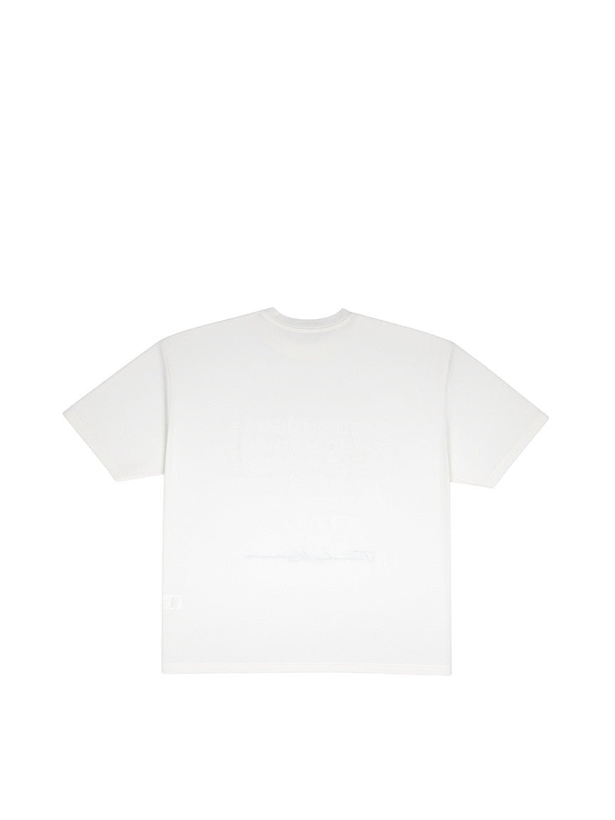 BubiniSegreti weißes Oversized-Herren-T-Shirt aus weicher Baumwolle mit Rundhalsausschnitt, Rückansicht