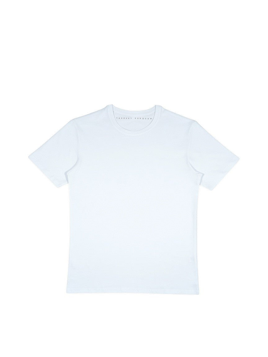 Klassisches weißes Rundhals T-Shirt aus weicher Baumwolle von BubiniSegreti mit minimalistischem Design.