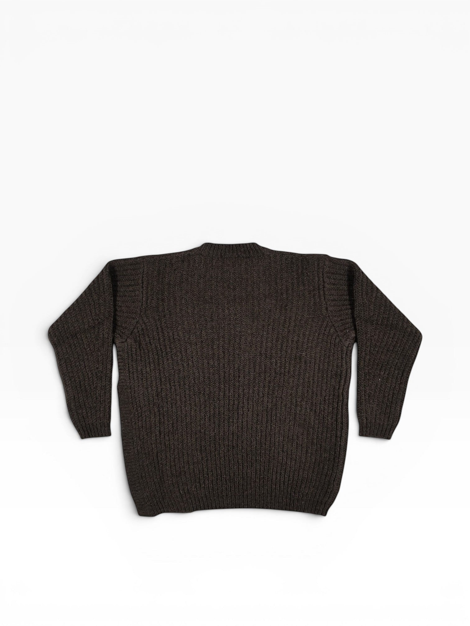 BubiniSegreti Grobstrickpullover in Anthrazit mit Rundhalsausschnitt und strukturierter Strickoptik, Rückansicht